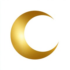 Golden Crescent Moon Illustration on White Background