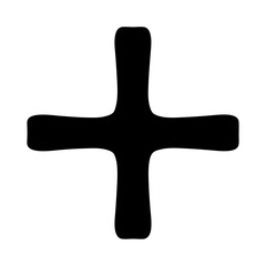 Obraz premium Simple black plus sign on white background with rounded edges symbol