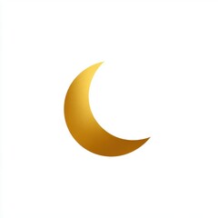 Golden Crescent Moon on White Background Minimalist Celestial Illustration