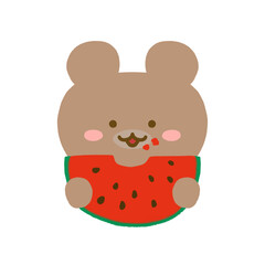 スイカを食べているクマ