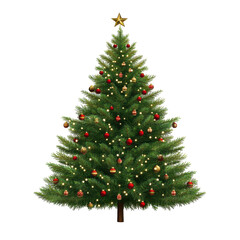 Fototapeta premium Beautiful Christmas tree decorated with ornaments and lights, perfect for holiday celebrations and gatherings at home