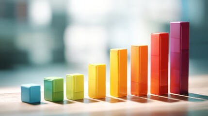 Colorful blocks represent growth and success in business performance metrics.