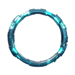 Naklejka premium Futuristic digital portal design showcasing glowing blue accents and intricate details in a sleek circular shape