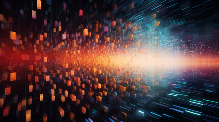 Obraz premium Abstract data stream visualization background with digital cubes and light effect design art