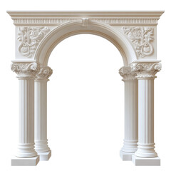 Fototapeta premium Elegant white archway with ornate columns and intricate floral details in a classic architectural style