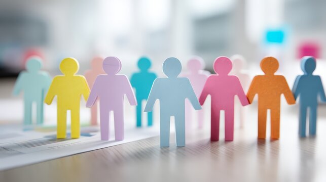 Colorful paper cutouts of people representing diversity in a collaborative environment.