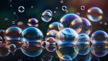 Naklejka premium soap bubbles flying soap bubbles soap bubbles with various reflections detergent soap shampoo foam