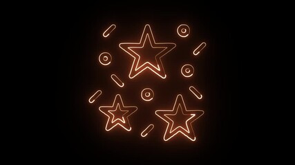 glowing neon celebration icon isolated black background hd motion graphic animation