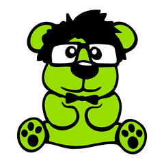 Bear Nerd Geek Smart Intelligent Horn-Rimmed Glasses