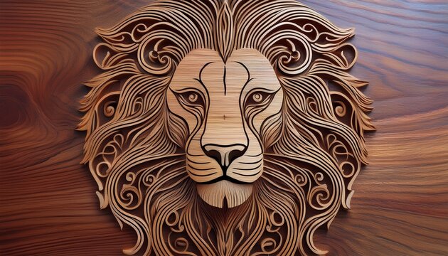 laser engraving a lion s head design on wood