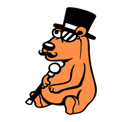 Bear Sir Gentleman Mr. rich Monocle Glasses Top Hat