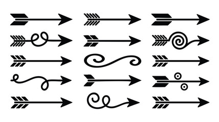 Fototapeta premium Collection of Decorative Arrows: Vector Graphics for Design Projects