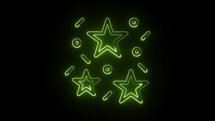 glowing neon celebration icon isolated black background hd motion graphic animation