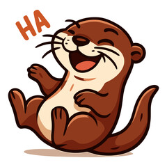 Cartoon ferret weasel character joyful laugh