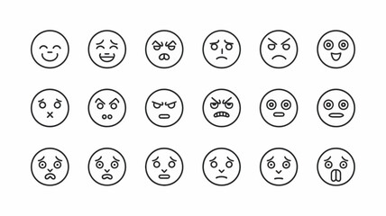 Expressing Emotions: A versatile collection of graphic resources featuring a series of expressive, line art emoticons, perfect for adding flair to any design project.