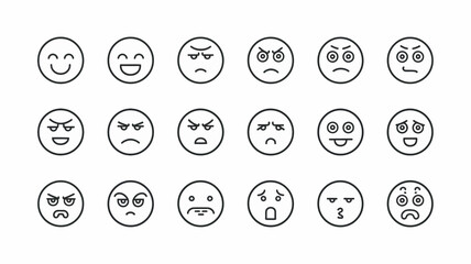 Diverse Emoticon Expressions: A series of emoticon expressions capturing a wide spectrum of human emotions, ranging from joy and happiness to anger, sadness, and confusion.