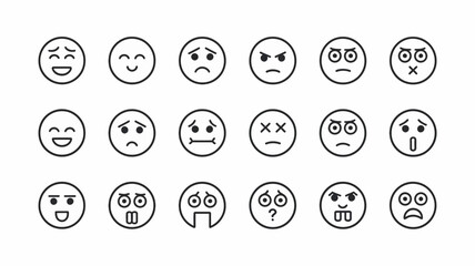 Emotions: A comprehensive set of emoticon icons, each skillfully crafted to convey a spectrum of emotions, serving as a potent visual language for diverse expressions.