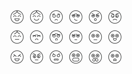 Emotions in Icons: A collection of various emotion icons, showcasing the spectrum of human feelings with minimalist design and simple line work. 