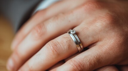 Close-up of a man's hand with wedding band