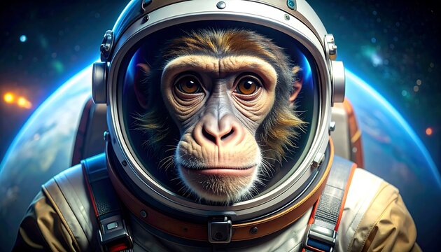 Monkey astronaut in space suit - Powered by Adobe