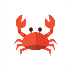 Vector illustration of cute crab icon on simple summer beach