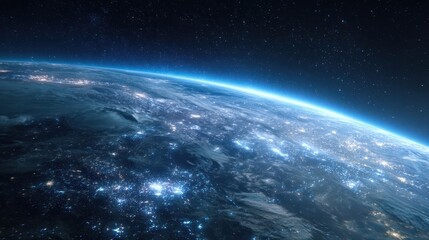Obraz premium The Stunning View of Earth from Space with Dazzling Stars and Lights