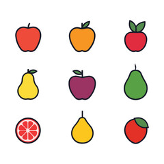 Fresh Fruit Icons Set