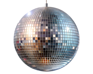 Disco ball reflecting light isolated on a transparent background mirror tiles