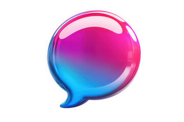 Vibrant gradient speech bubble icon with glossy finish and realistic lighting on a black background