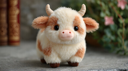 Adorable fluffy cow plush toy for kids cute animal doll gift kawaii dairy cattle soft stuffed animal toy