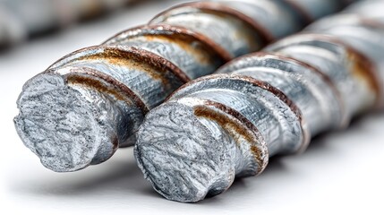 Close-up view of rusty metal screw threads.