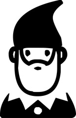 A bearded gnome in a pointed hat, depicted as a fantasy or folklore character in vector style.
