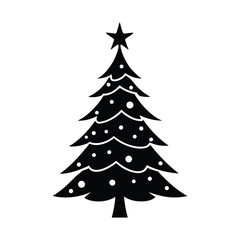 Christmas Tree Silhouette Vector on White Background – Minimal Holiday Icon