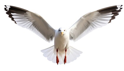 Fototapeta premium A gull in flight against white