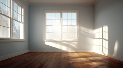 Obraz premium Empty room with sunlight streaming through windows