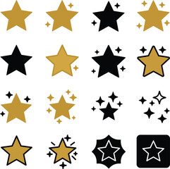 Obraz premium Golden and Black Star Icon Set – Vector Collection
