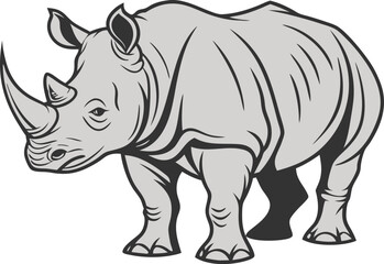 rhinoceros animal vector isolated on white