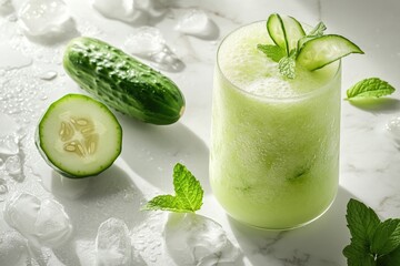Refreshing cucumber mint smoothie, perfect for a hot day.  Healthy and delicious!