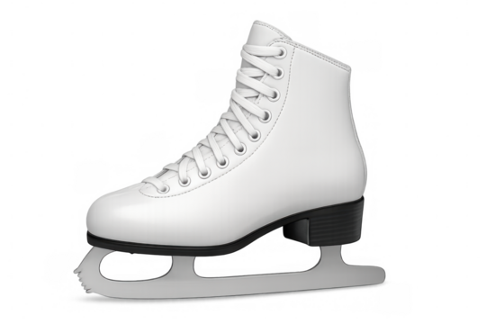 White ice skate isolated on transparent background representing winter sports, figure skating, and recreational activities