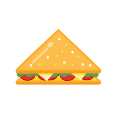 A delicious triangular sandwich with fresh ingredients. The sandwich is a mouthwatering snack or meal