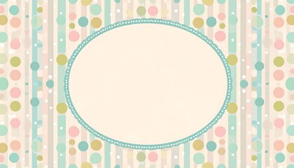 Pastel colored background with an oval frame