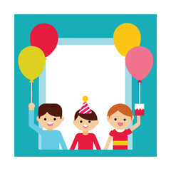 Fototapeta premium Children Holding Balloons in Photo Frame Scene