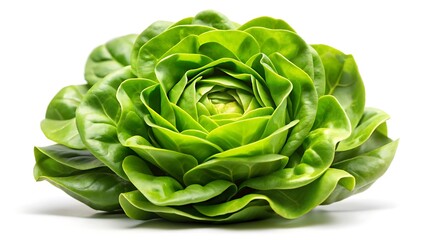 Fototapeta premium Vibrant green butter lettuce head isolated on white background