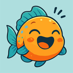 cartoon fish Cheerful with happy expression