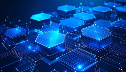 Abstract digital hexagons network