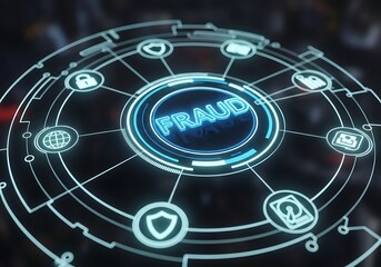 Digital Cybersecurity Concept Illustrating Fraud Prevention and Financial Security Measures