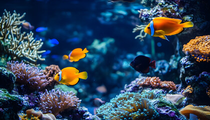 Obraz premium Vibrant Aquarium with Colorful Fish and Coral