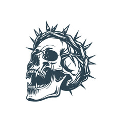 Illustration of Skull with a crown of thorns