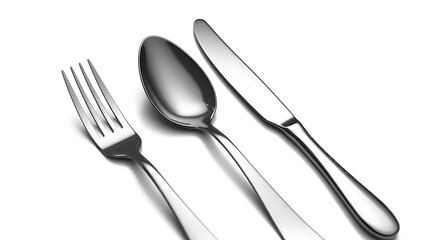 Fototapeta premium Polished metal fork spoon knife silver