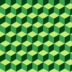 A 3D cube illusion in a green gradient. Neatly arranged in a hexagonal shape, it creates a dynamic and immersive visual effect that's perfect for modern designs and geometric backgrounds.